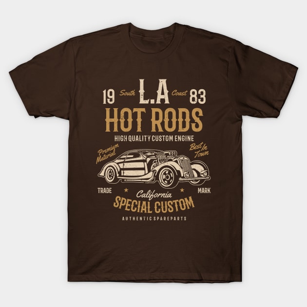 L.A. South Coast Hot Rods California Special Customs Car T-Shirt by JakeRhodes